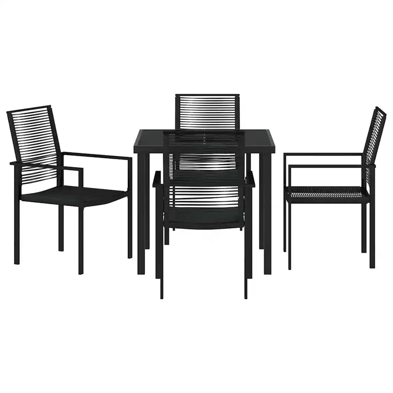 Garden Dining Set 5 pcs Black Powder-Coated Steel