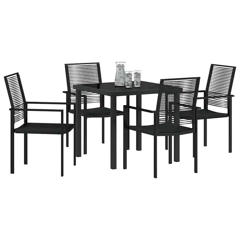 Garden Dining Set 5 pcs Black Powder-Coated Steel