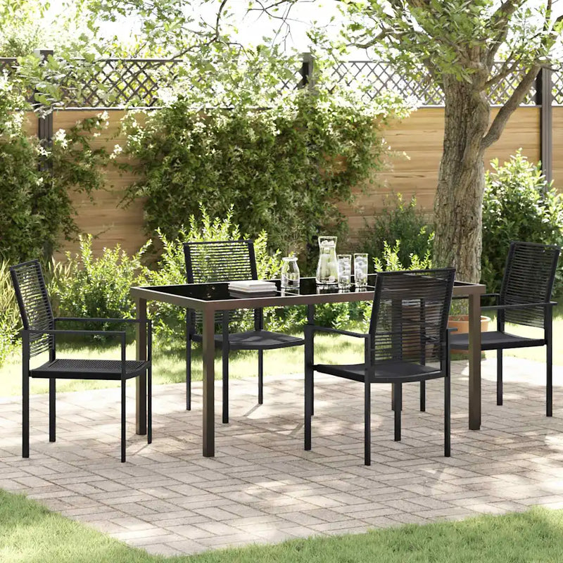 Garden Dining Set 5 pcs Black Powder-Coated Steel