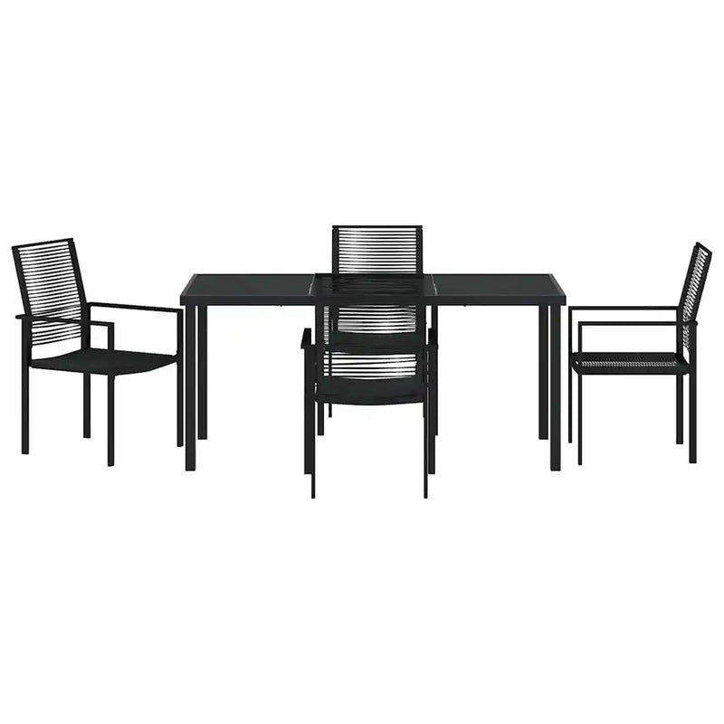 Garden Dining Set 5 pcs Black Powder-Coated Steel