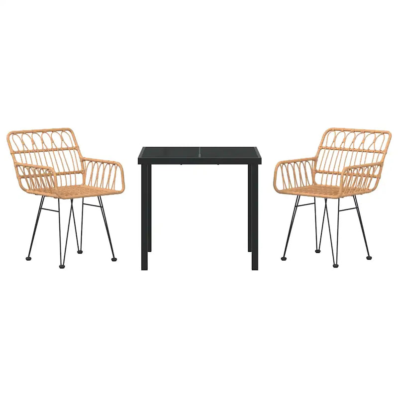 Garden Dining Set 3 pcs Brown Powder-Coated Steel