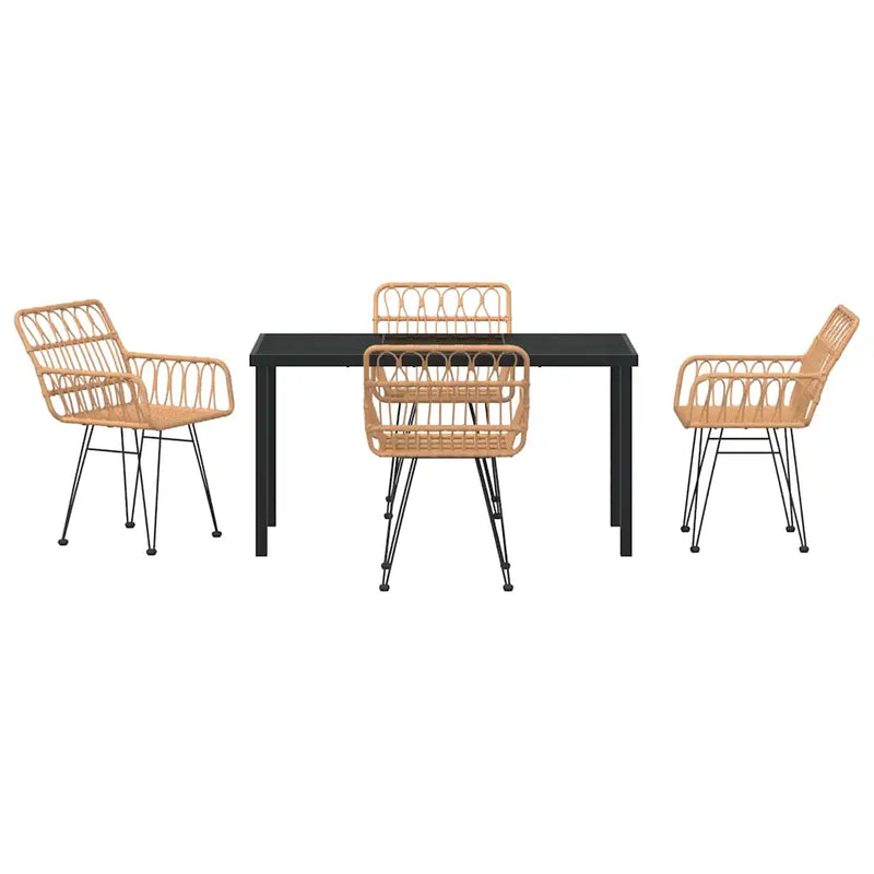 Garden Dining Set 5 pcs Brown Powder-Coated Steel