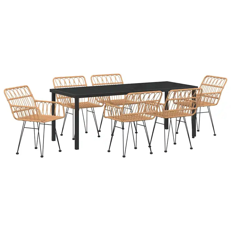 Garden Dining Set 7 pcs Brown Powder-Coated Steel