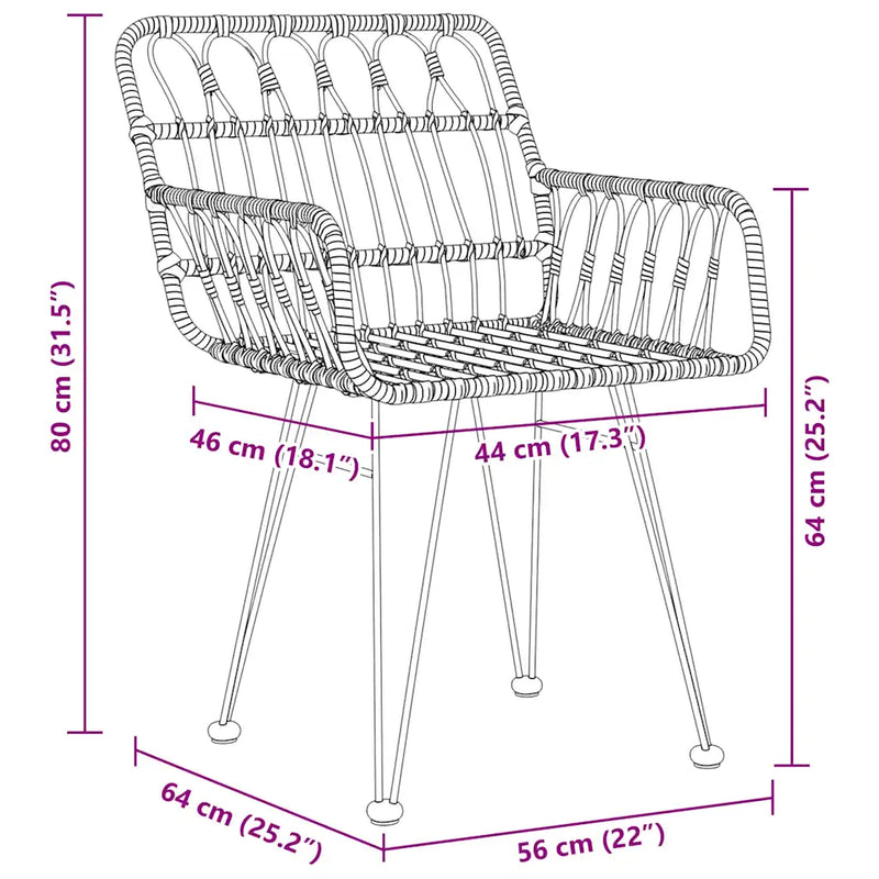 Garden Dining Set 7 pcs Brown Powder-Coated Steel