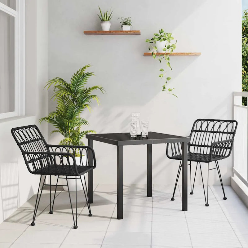 Garden Dining Set 3 pcs Black Powder-Coated Steel