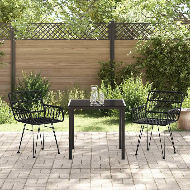 Garden Dining Set 3 pcs Black Powder-Coated Steel