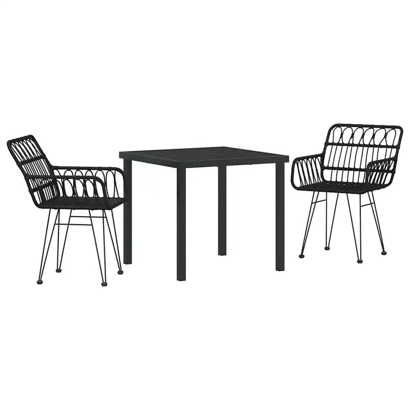 Garden Dining Set 3 pcs Black Powder-Coated Steel