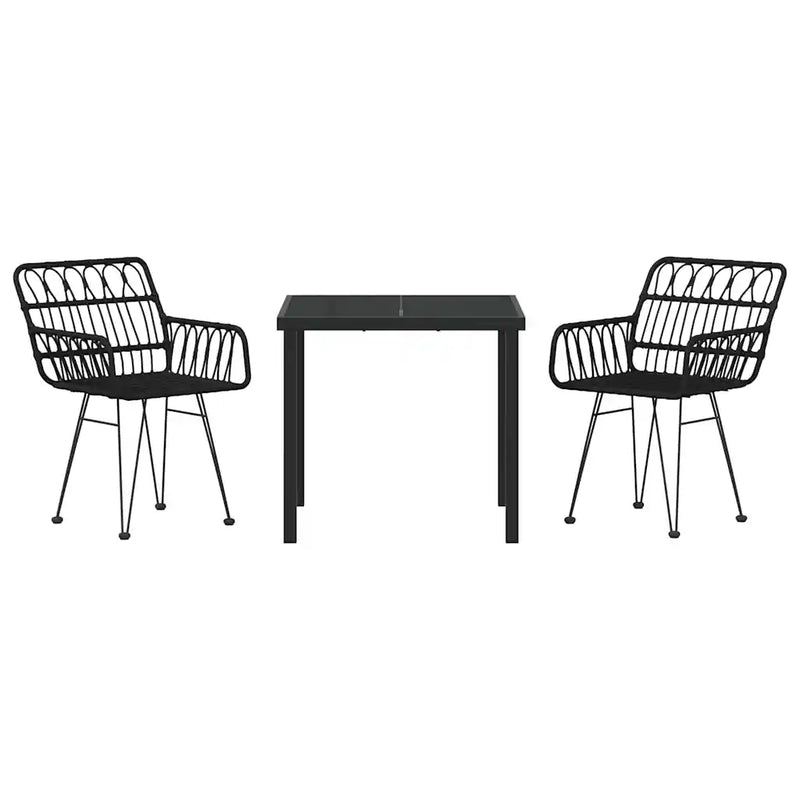 Garden Dining Set 3 pcs Black Powder-Coated Steel