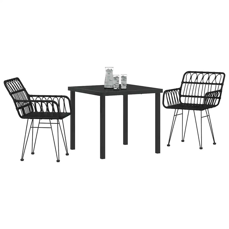 Garden Dining Set 3 pcs Black Powder-Coated Steel