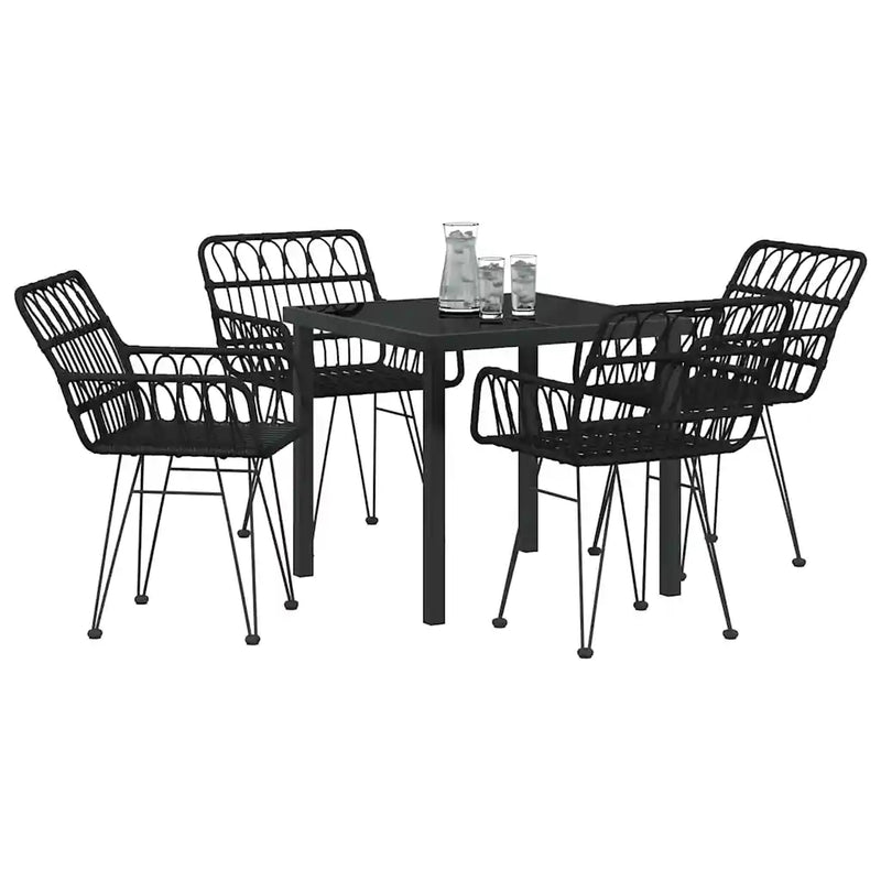 Garden Dining Set 5 pcs Black Powder-Coated Steel
