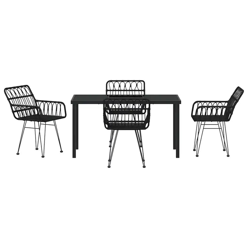 Garden Dining Set 5 pcs Black Powder-Coated Steel