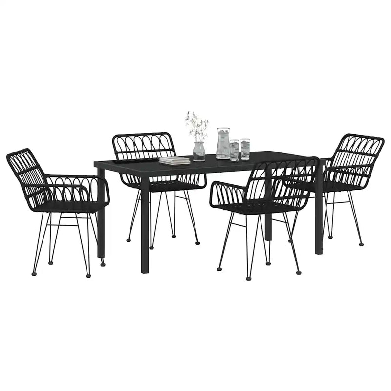 Garden Dining Set 5 pcs Black Powder-Coated Steel