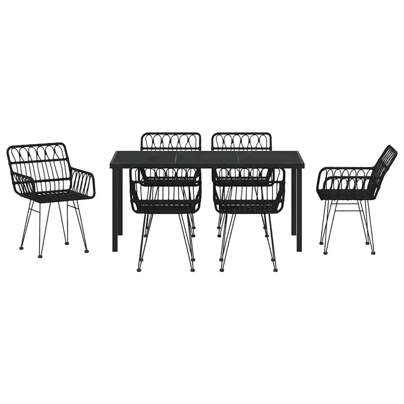 Garden Dining Set 7 pcs Black Powder-Coated Steel