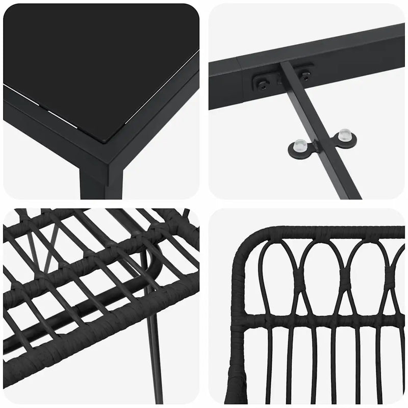 Garden Dining Set 7 pcs Black Powder-Coated Steel