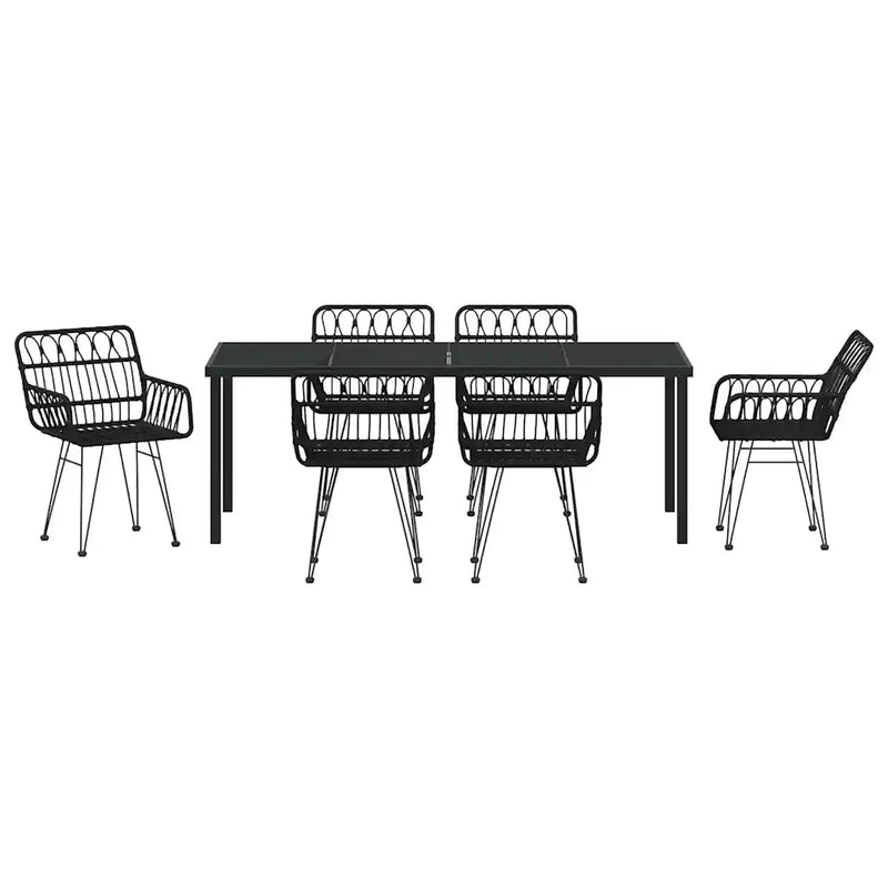 Garden Dining Set 7 pcs Black Powder-Coated Steel