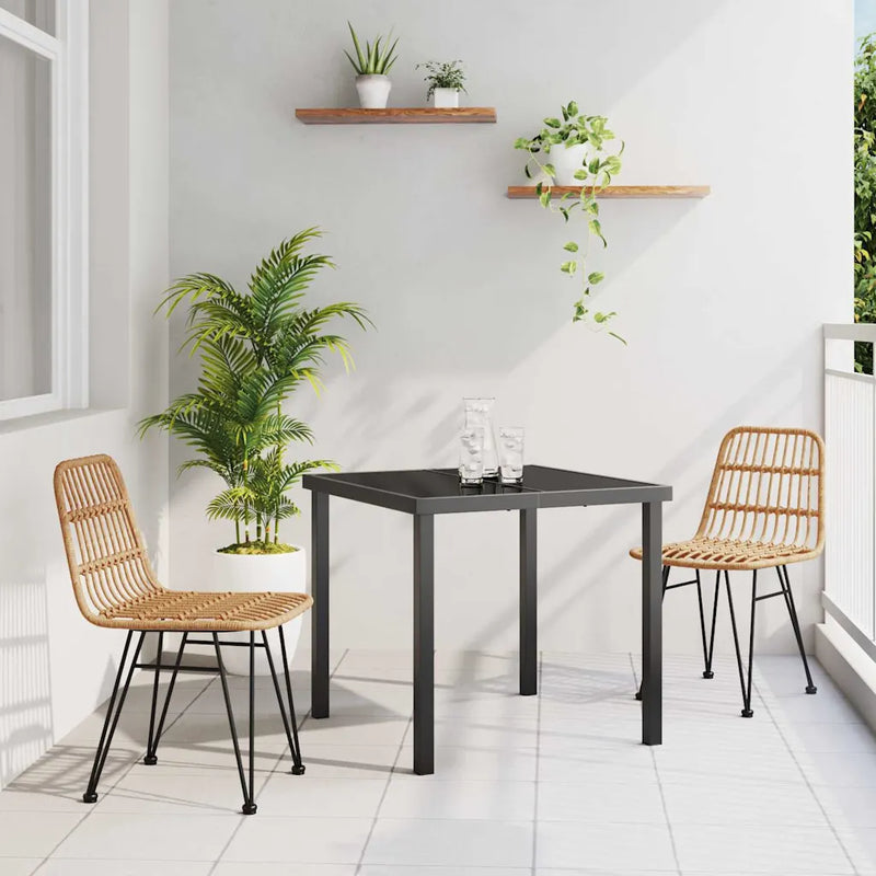 Garden Dining Set 3 pcs Brown Powder-Coated Steel