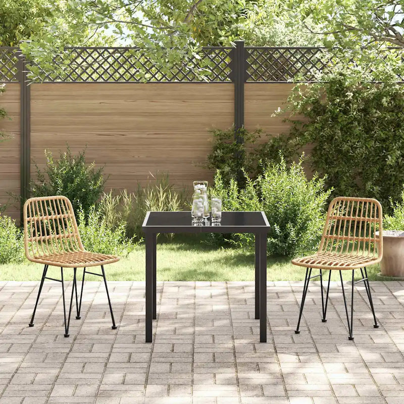 Garden Dining Set 3 pcs Brown Powder-Coated Steel