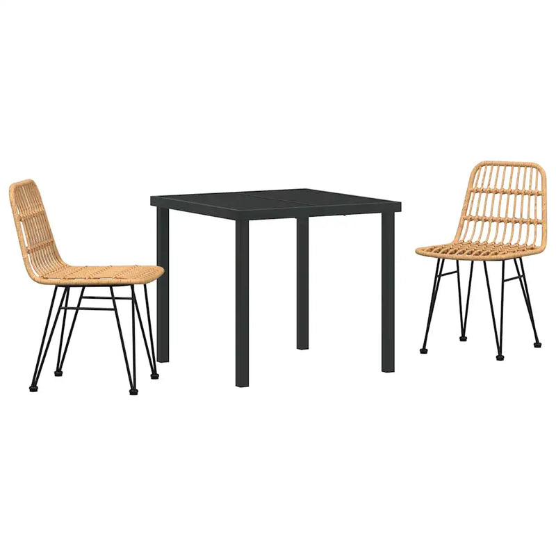 Garden Dining Set 3 pcs Brown Powder-Coated Steel