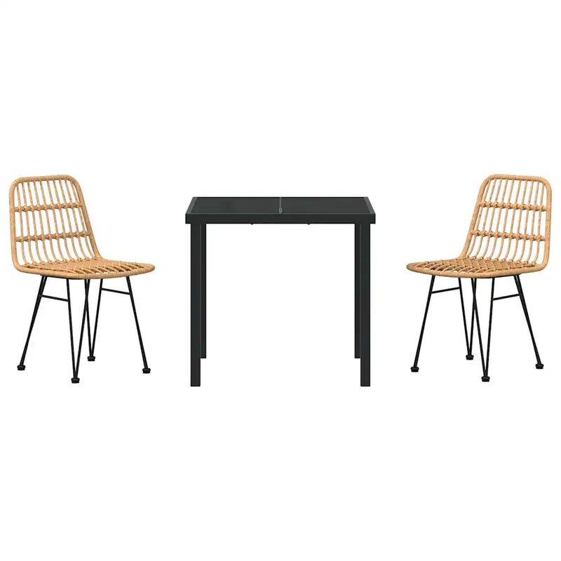 Garden Dining Set 3 pcs Brown Powder-Coated Steel