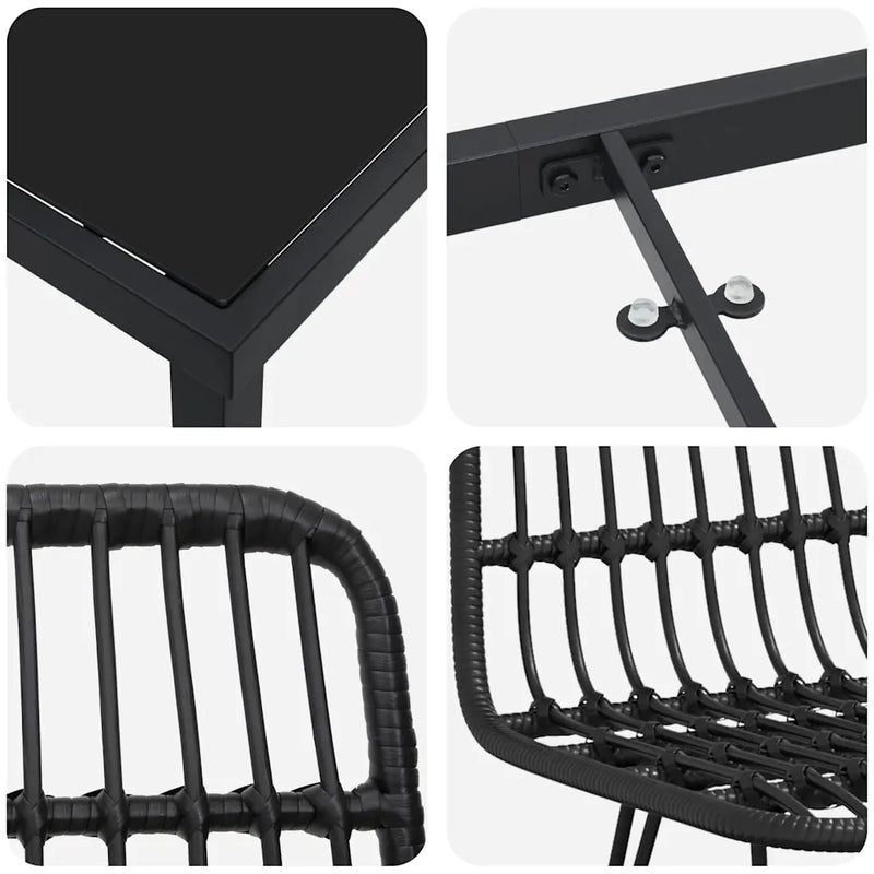 Garden Dining Set 3 pcs Black Powder-Coated Steel