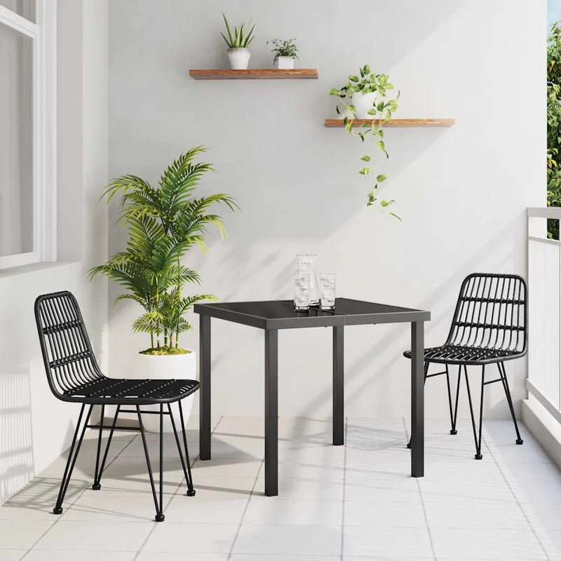 Garden Dining Set 3 pcs Black Powder-Coated Steel