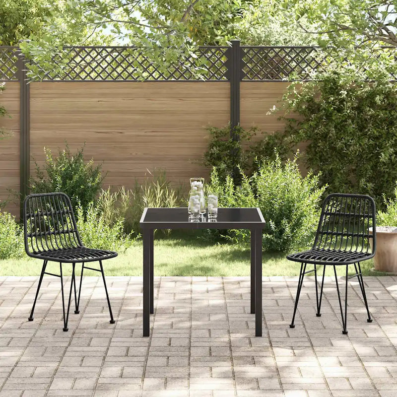 Garden Dining Set 3 pcs Black Powder-Coated Steel