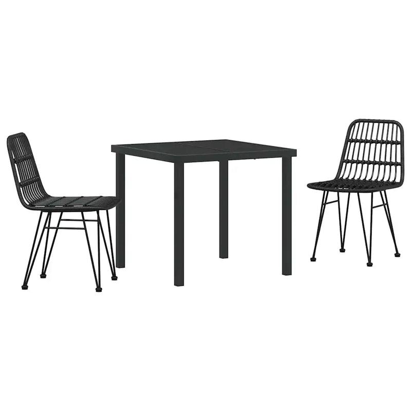 Garden Dining Set 3 pcs Black Powder-Coated Steel