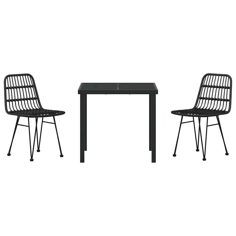 Garden Dining Set 3 pcs Black Powder-Coated Steel