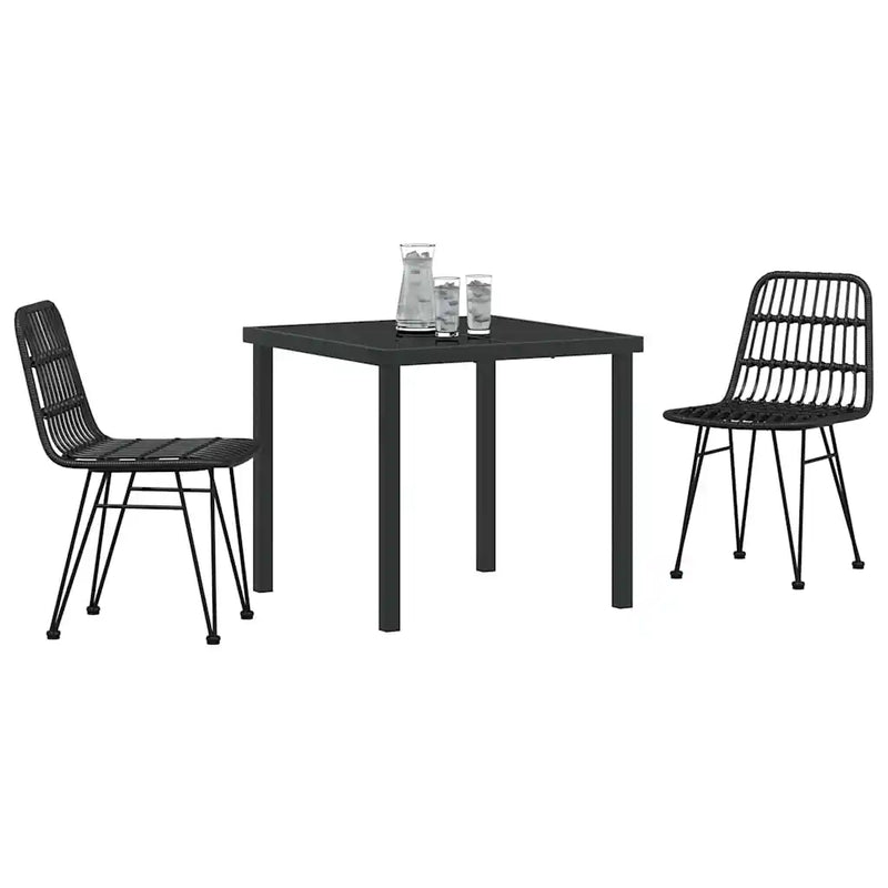 Garden Dining Set 3 pcs Black Powder-Coated Steel