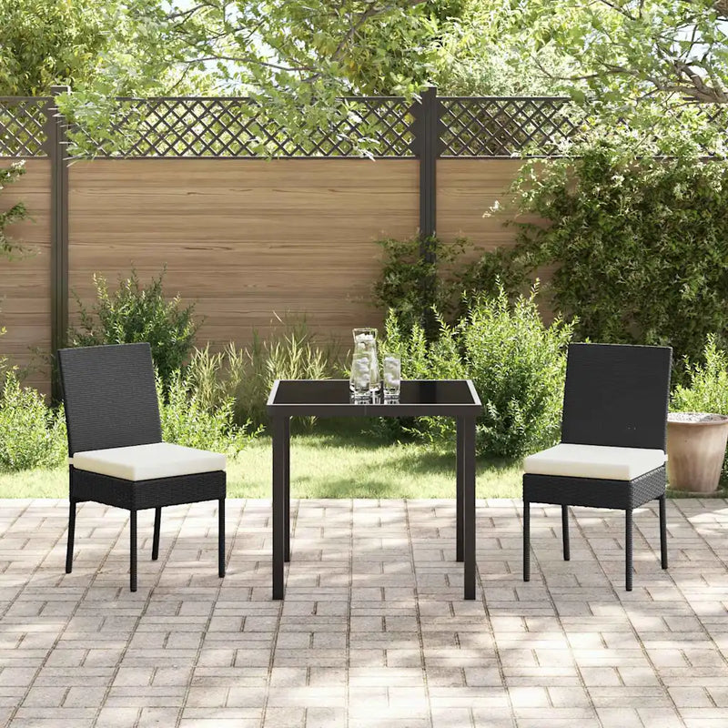 Garden Dining Set 3 pcs Black Powder-Coated Steel