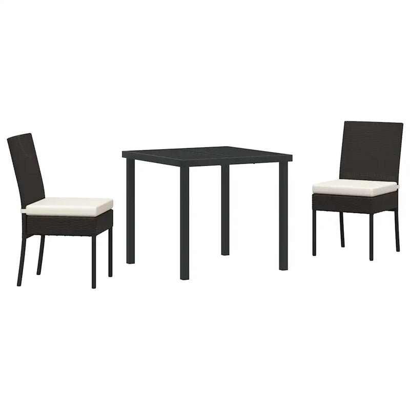 Garden Dining Set 3 pcs Black Powder-Coated Steel