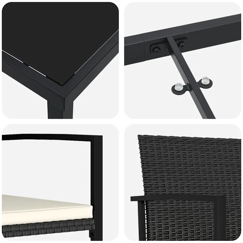 Garden Dining Set 3 pcs Black Powder-Coated Steel