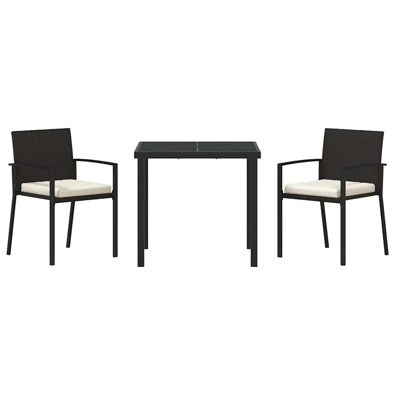 Garden Dining Set 3 pcs Black Powder-Coated Steel