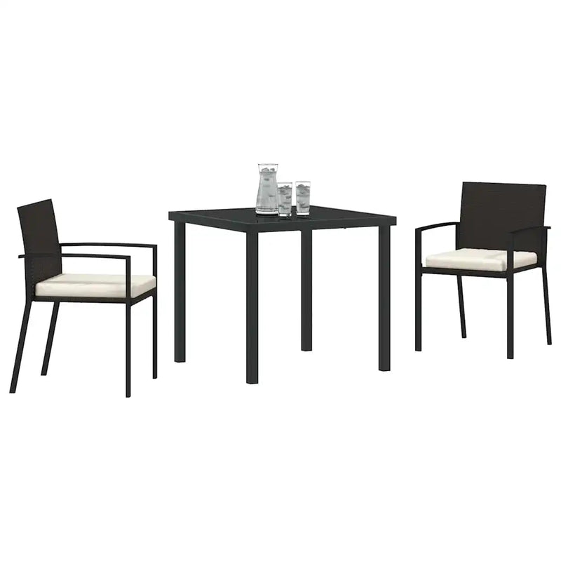 Garden Dining Set 3 pcs Black Powder-Coated Steel