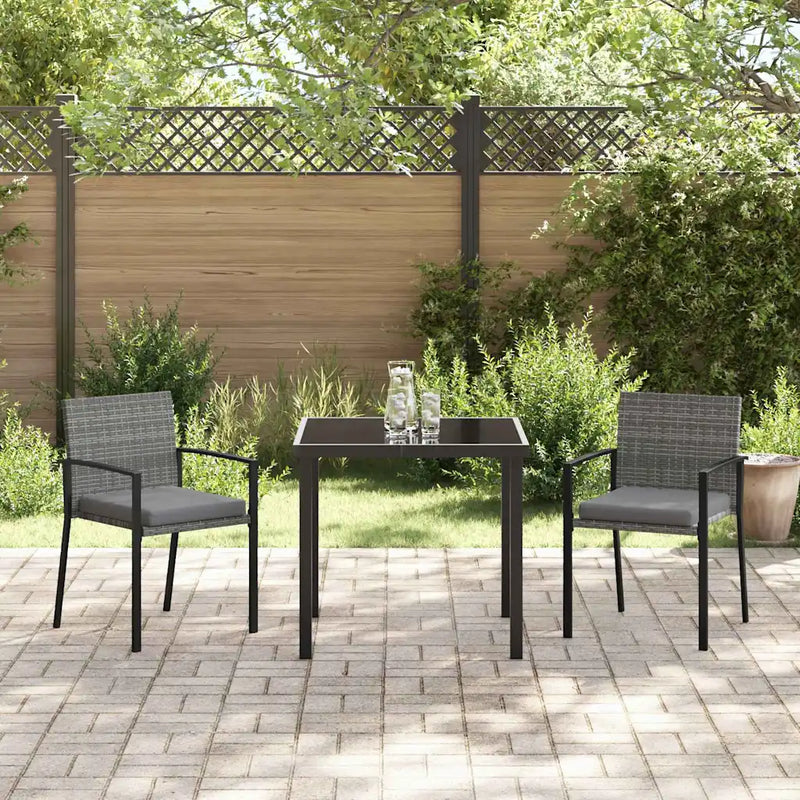 Garden Dining Set 3 pcs Grey Powder-Coated Steel