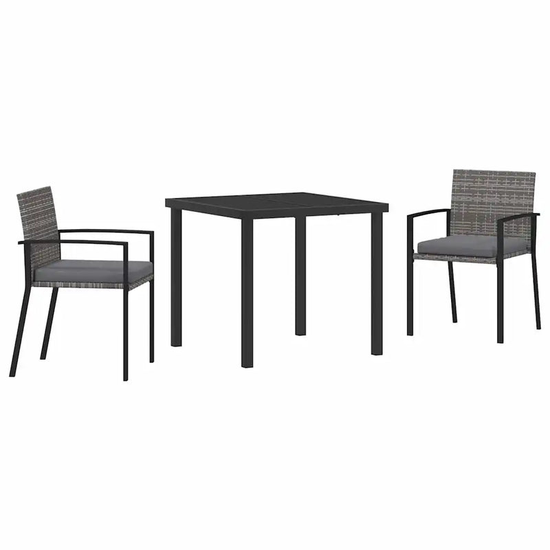 Garden Dining Set 3 pcs Grey Powder-Coated Steel
