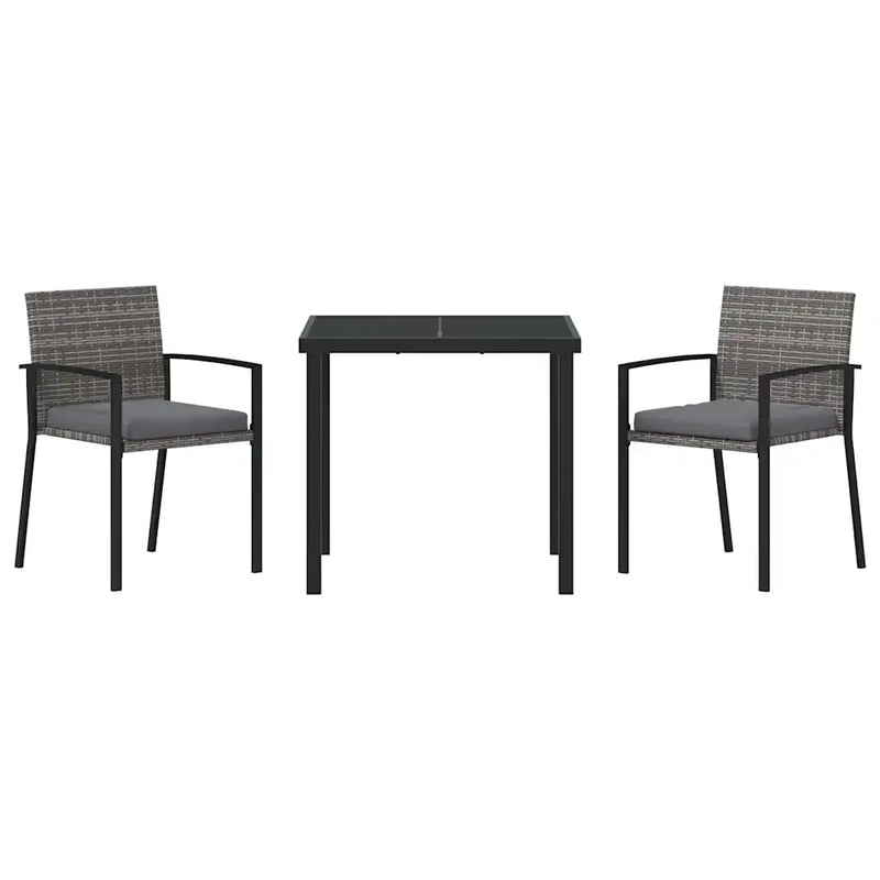 Garden Dining Set 3 pcs Grey Powder-Coated Steel