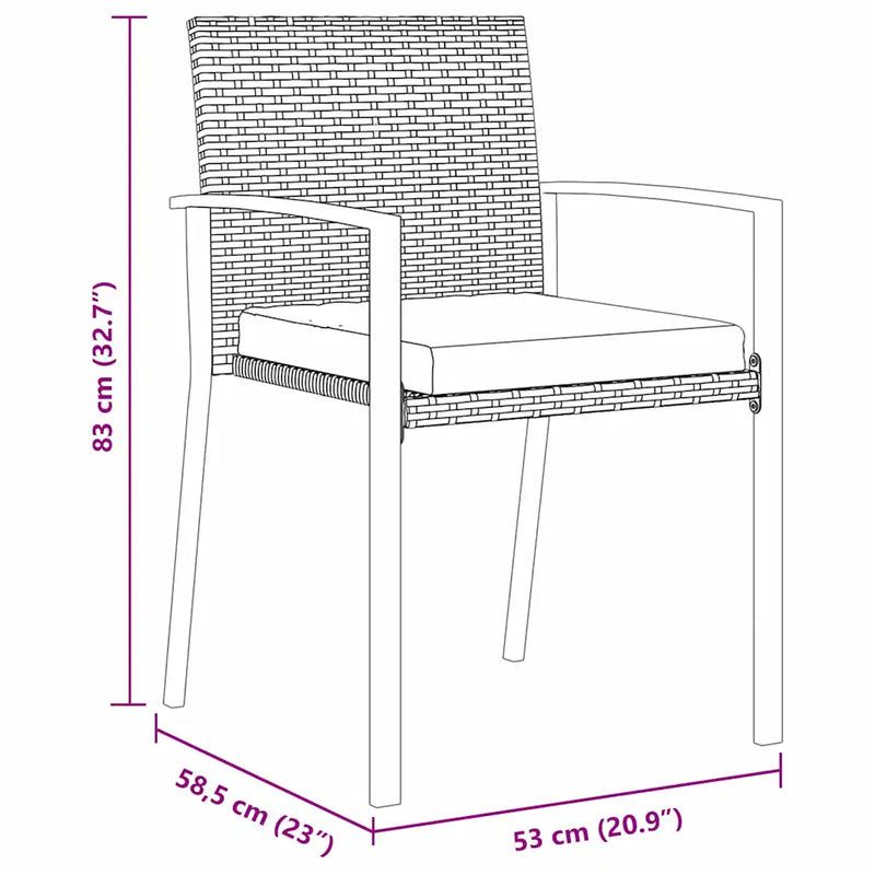 Garden Dining Set 3 pcs Grey Powder-Coated Steel