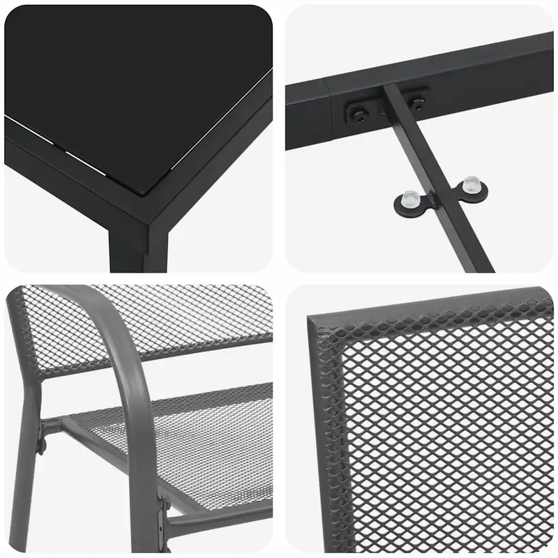 Garden Dining Set 3 pcs Anthracite Powder-Coated Steel