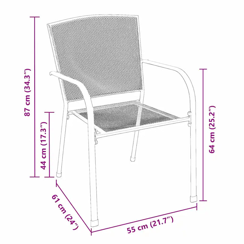 Garden Dining Set 3 pcs Anthracite Powder-Coated Steel