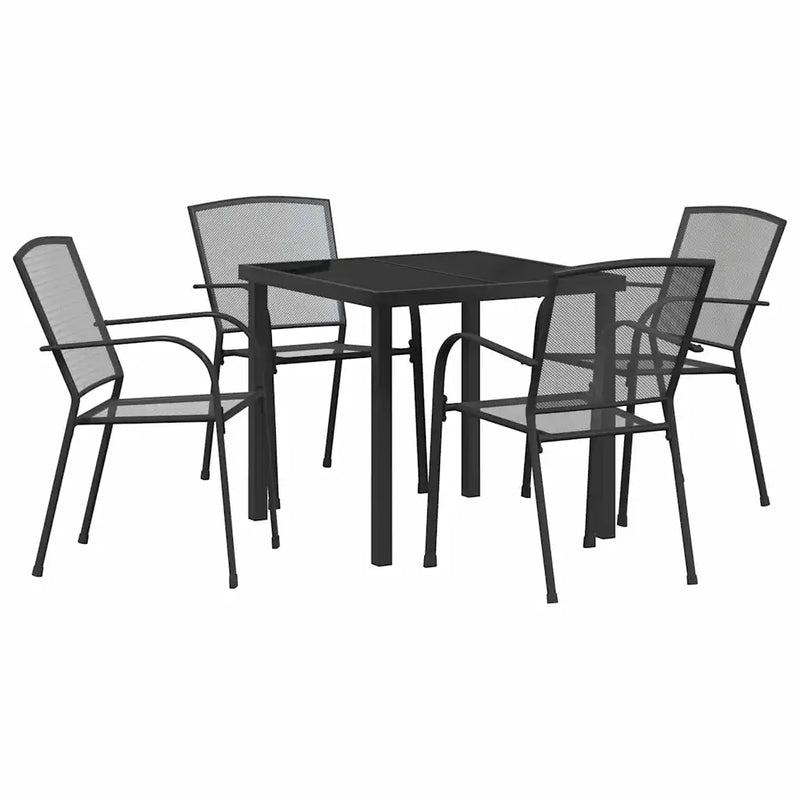 Garden Dining Set 5 pcs Anthracite Powder-Coated Steel