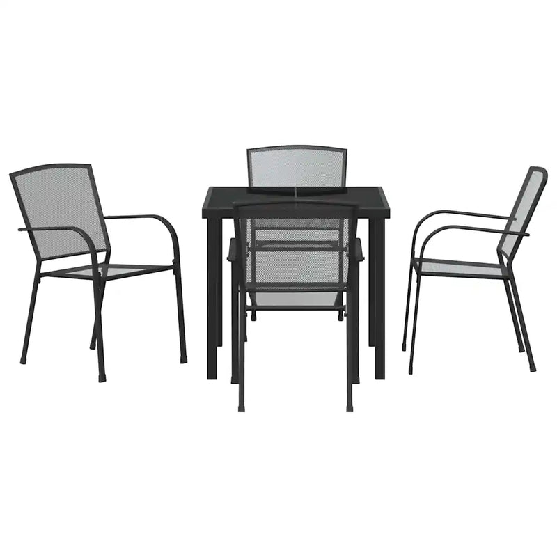 Garden Dining Set 5 pcs Anthracite Powder-Coated Steel