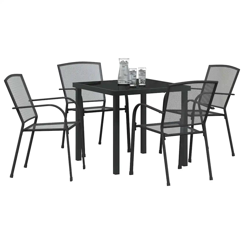 Garden Dining Set 5 pcs Anthracite Powder-Coated Steel