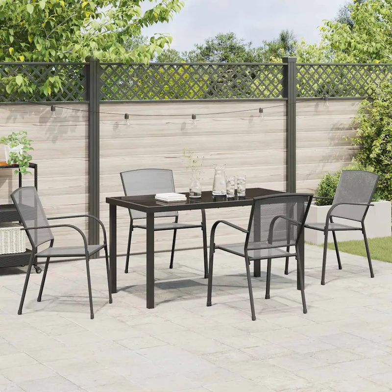 Garden Dining Set 5 pcs Anthracite Powder-Coated Steel