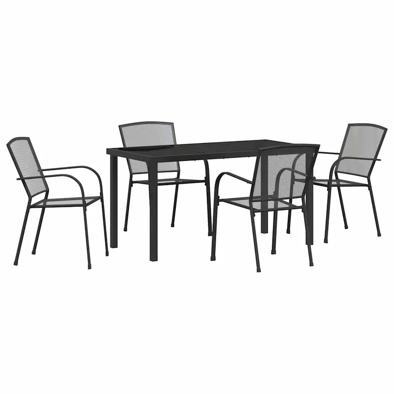 Garden Dining Set 5 pcs Anthracite Powder-Coated Steel
