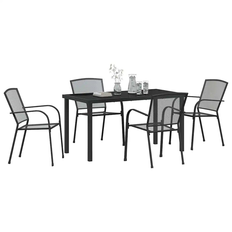 Garden Dining Set 5 pcs Anthracite Powder-Coated Steel