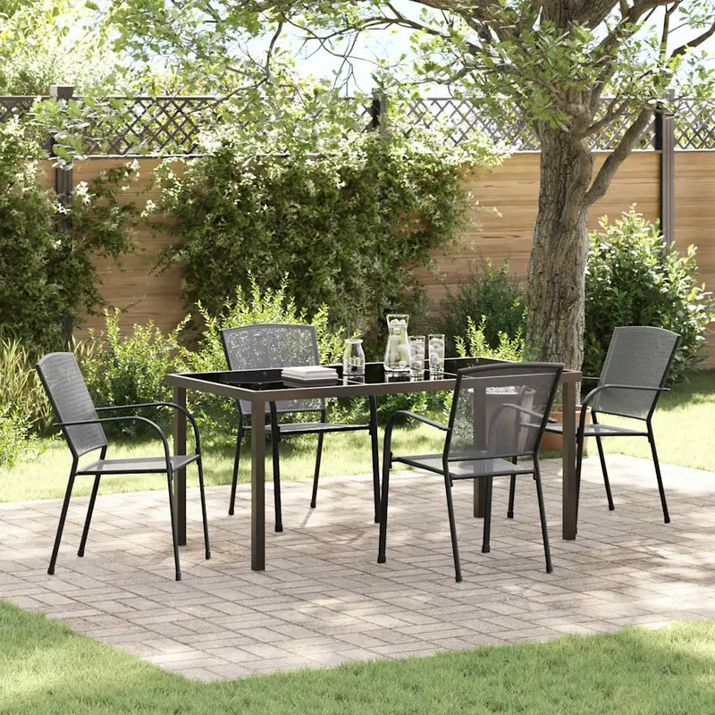 Garden Dining Set 5 pcs Anthracite Powder-Coated Steel