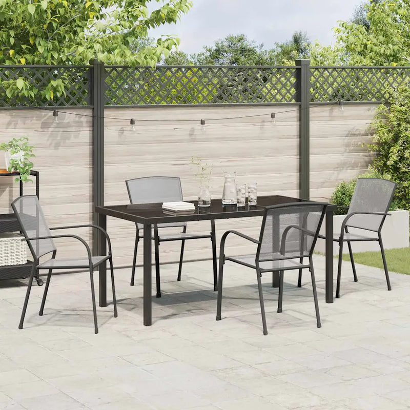 Garden Dining Set 5 pcs Anthracite Powder-Coated Steel