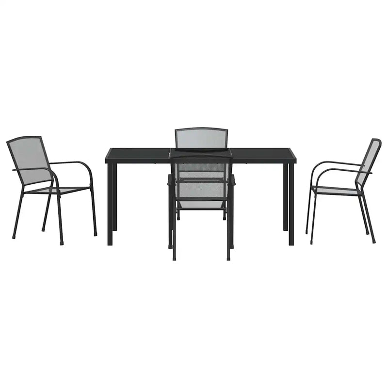 Garden Dining Set 5 pcs Anthracite Powder-Coated Steel