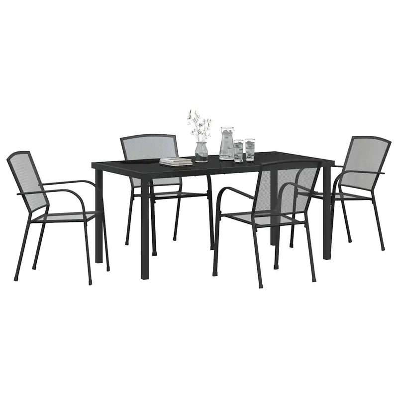 Garden Dining Set 5 pcs Anthracite Powder-Coated Steel